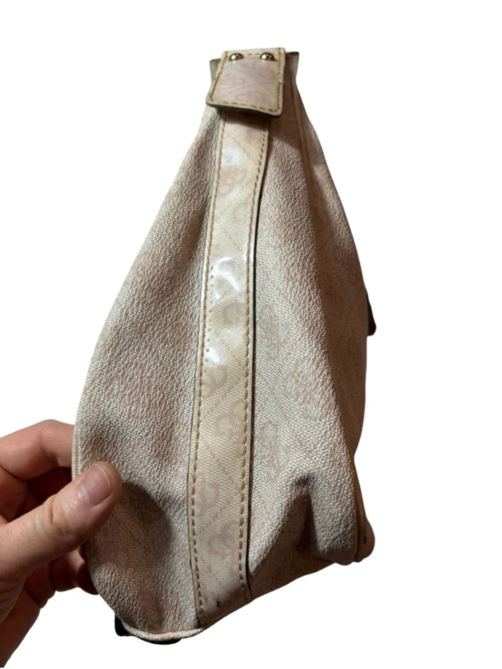 Y2K Guess Metallic Blush Pink Monogram Hobo Shoulder Bag Logo Lock Purse